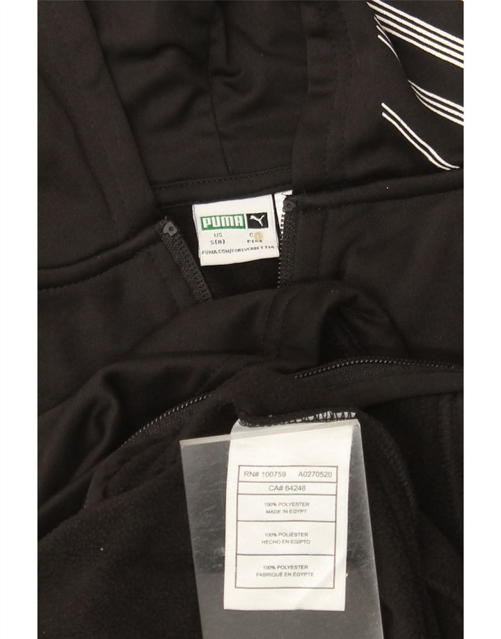 Γραφικό πουλόβερ PUMA με φερμουάρ με κουκούλα 7-8 ετών Μικρό μαύρο πολυεστέρα