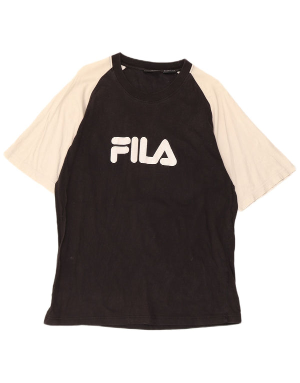 Ανδρικό γραφικό T-Shirt Fila Top Large Black Colourblock