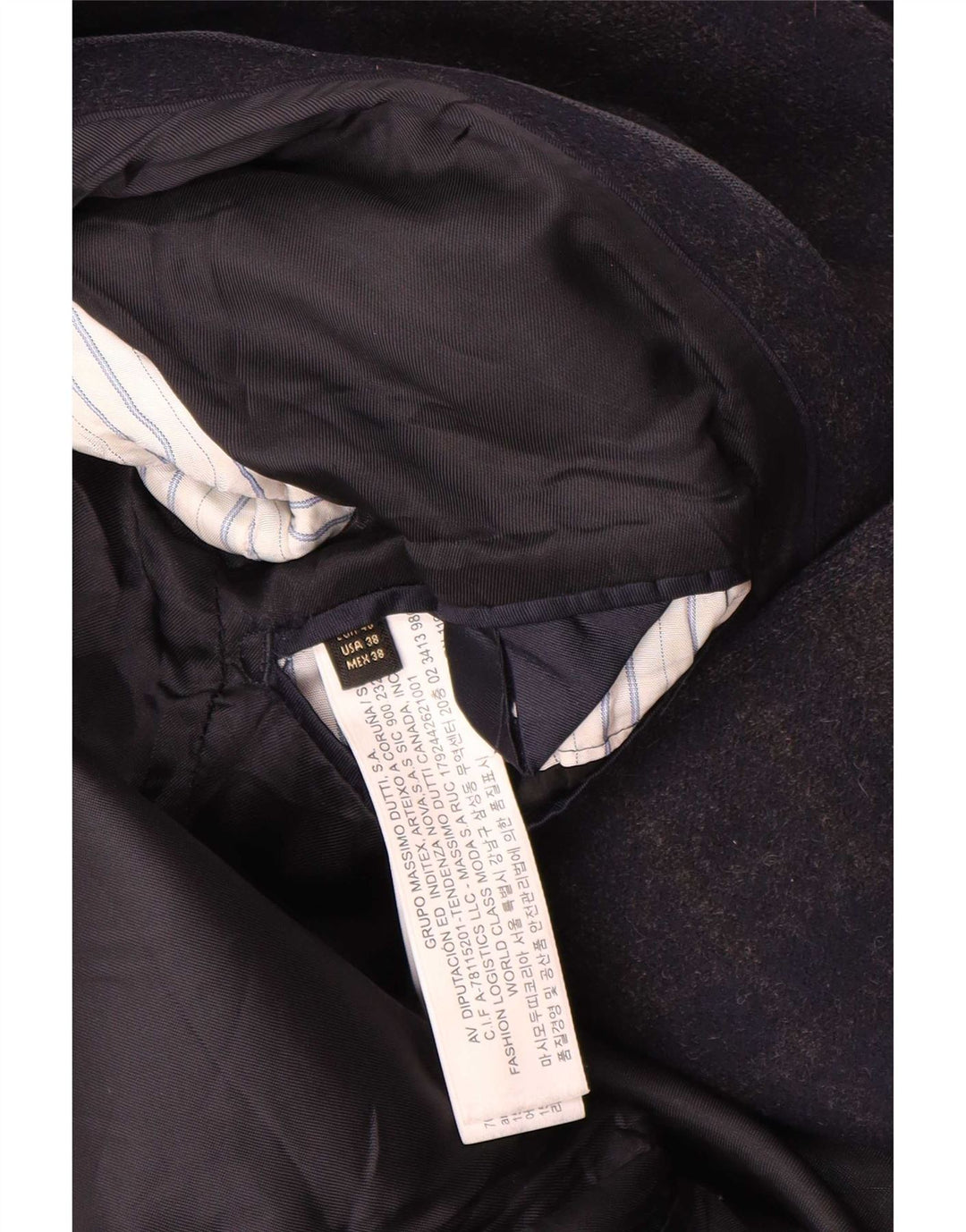 Ανδρικό πανωφόρι Massimo Dutti EU 48 Medium Navy Blue Check Wool