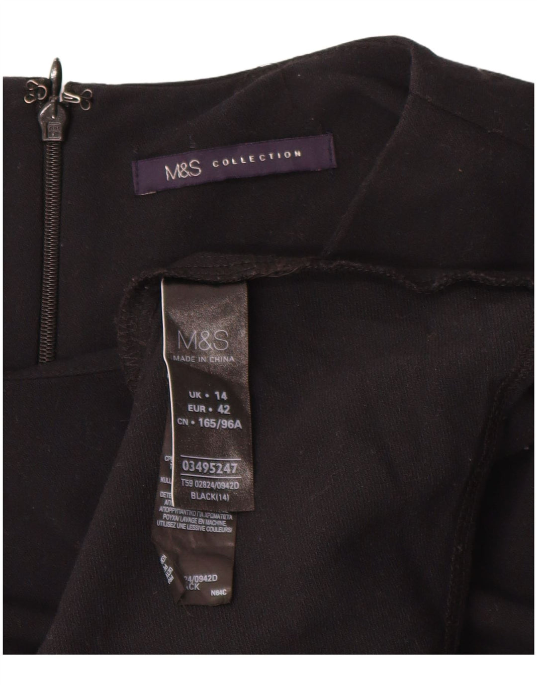 Marks & Spencer Γυναικείο μακρυμάνικο φόρεμα A-Line UK 14 μεγάλο μαύρο πολυεστέρα