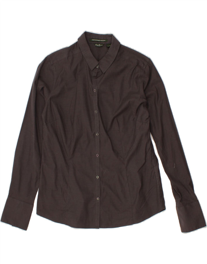 EDDIE BAUER Womens Wrinkle Resistant Shirt UK 14 Medium Grey Cotton Vintage Eddie Bauer and Second-Hand Eddie Bauer from Messina Hembry 