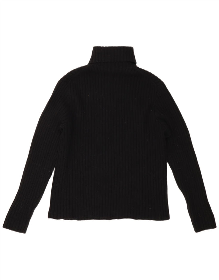 POLO RALPH LAUREN Γυναικείο πουλόβερ με ρολό λαιμόκοψη UK 16 μεγάλο μαύρο μαλλί