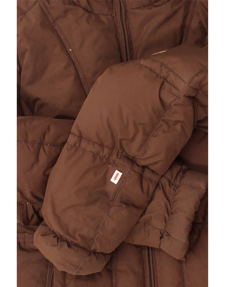 NAPAPIJRI Womens Hooded Padded Jacket UK 14 Large Brown Polyester Vintage Napapijri and Second-Hand Napapijri from Messina Hembry 
