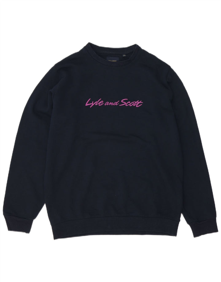 Lyle & Scott Ανδρικό Boxy Γραφικό Φούτερ Jumper Μεσαίο Navy Μπλε Βαμβακερό