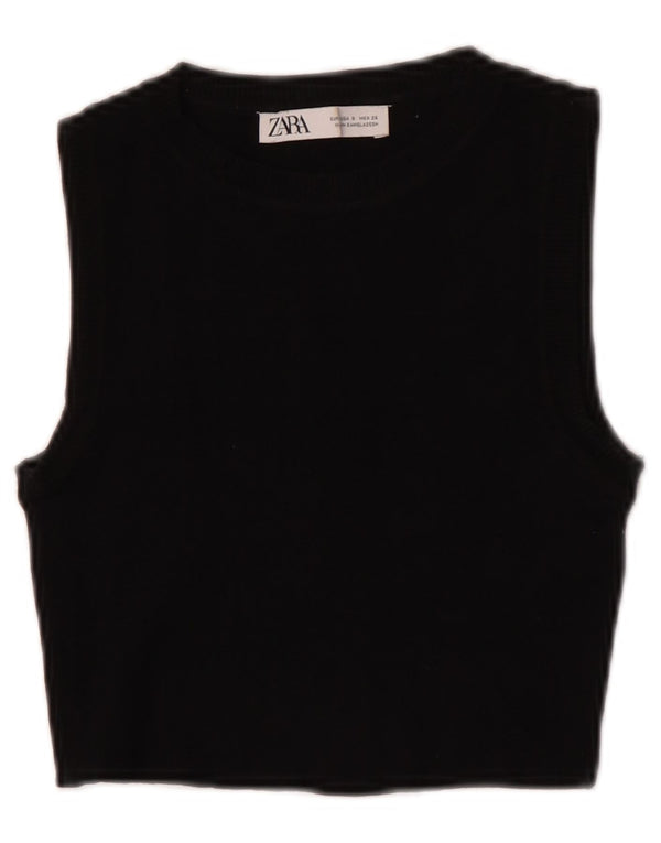 Zara Γυναικείο Γιλέκο Crop UK 8 Small Black