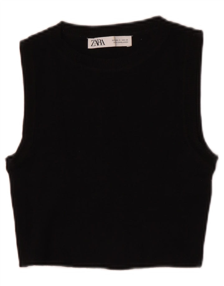 Zara Γυναικείο Γιλέκο Crop UK 8 Small Black