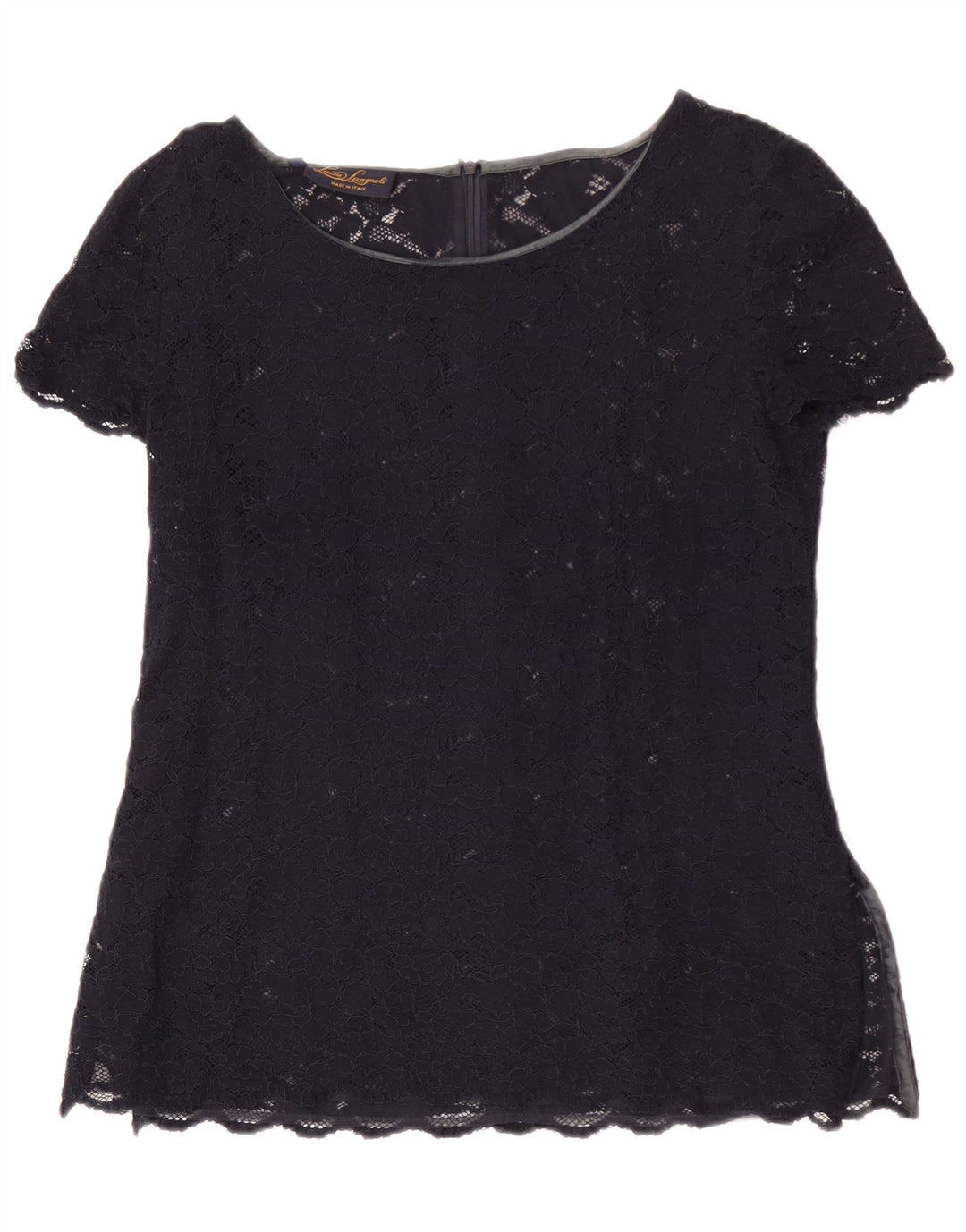 Luisa Spagnoli Γυναικεία Δαντελένια Μπλούζα Top IT 46 Large Navy Blue