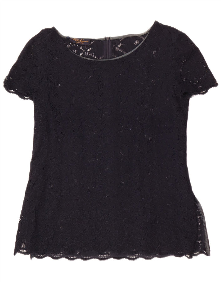 Luisa Spagnoli Γυναικεία Δαντελένια Μπλούζα Top IT 46 Large Navy Blue