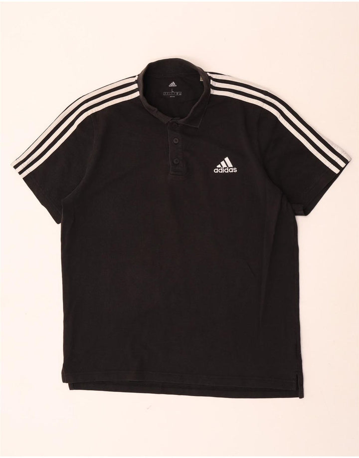 Ανδρικό πουκάμισο πόλο Adidas μεγάλο μαύρο βαμβακερό