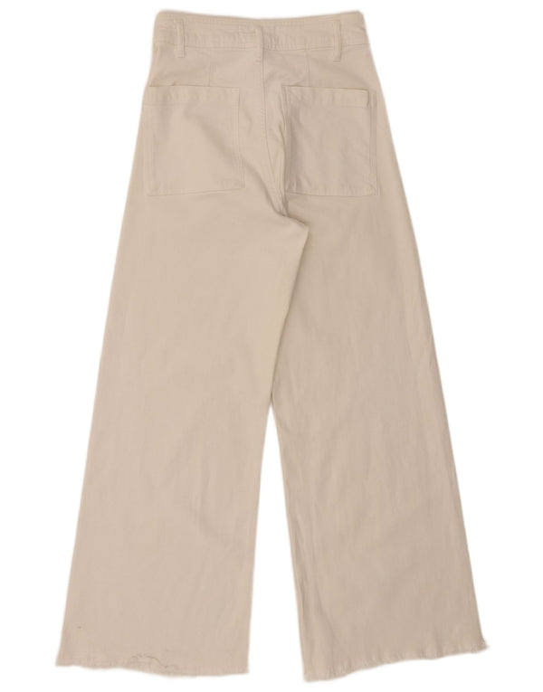 Zara Γυναικείο Ψηλόμεσο Φαρδύ παντελόνι EU 38 Small W28 L28 Λευκό