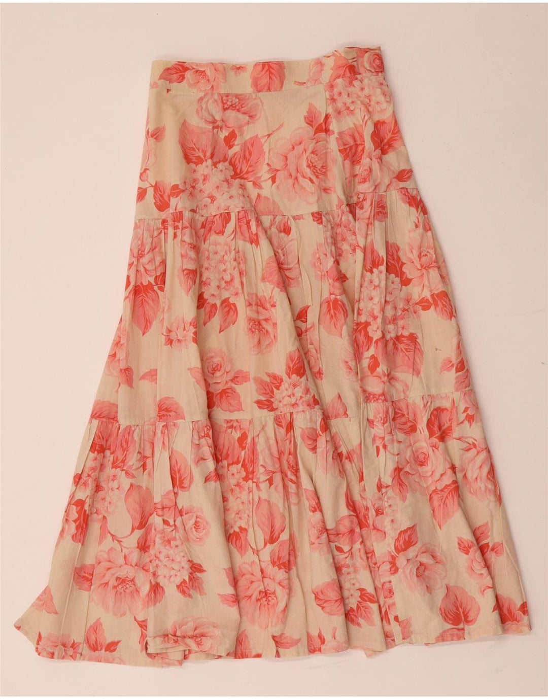 Vintage Γυναικεία Maxi Flared Φούστα W26 Small Red Floral