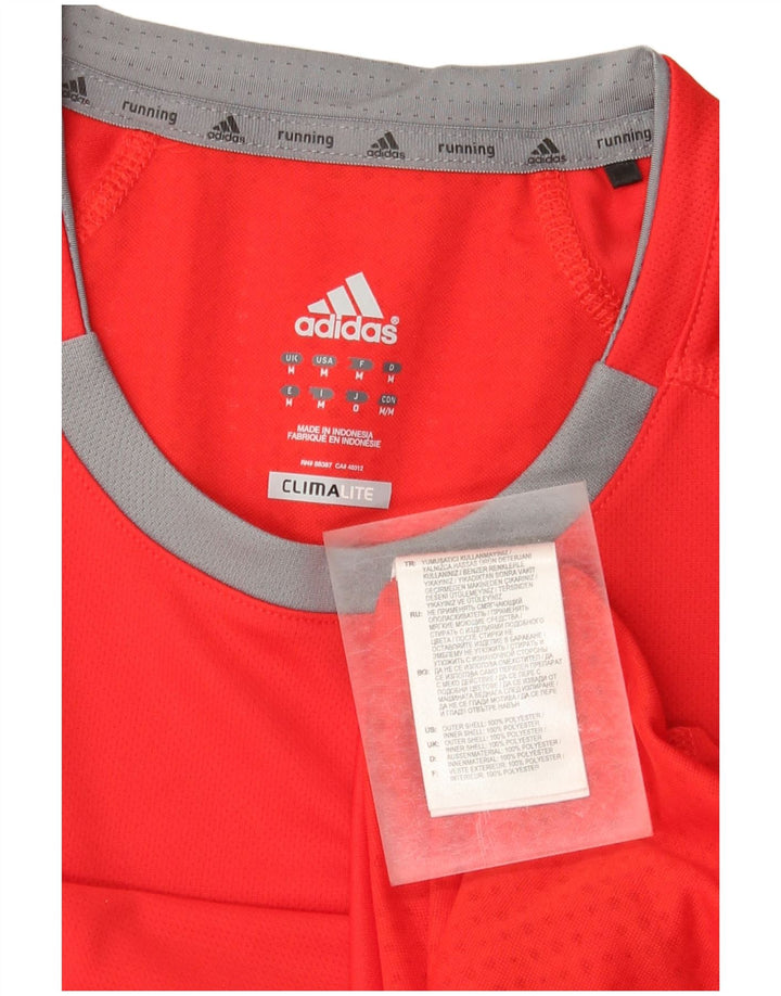 ADIDAS Mens Climalite Top Μακρύ μανίκι Μεσαίο κόκκινο πολυεστέρας