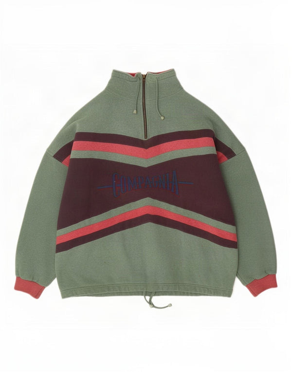 Ανδρικό vintage γραφικό φούτερ με φερμουάρ Jumper IT 54 XL Green Colourblock