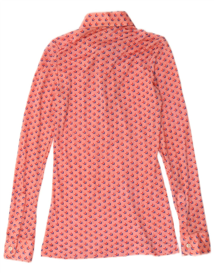 Vintage γυναικείο πουλόβερ μπλούζα UK 8 Small Pink Geometric
