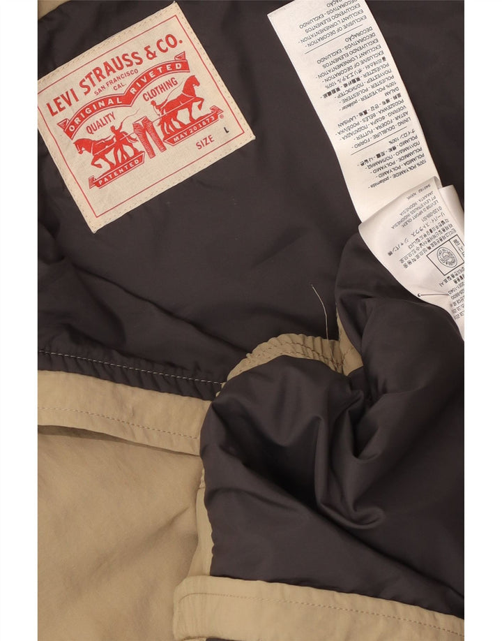 Levi's Mens Graphic Bomber Jacket UK 40 Large Beige Colourblock Polyamide