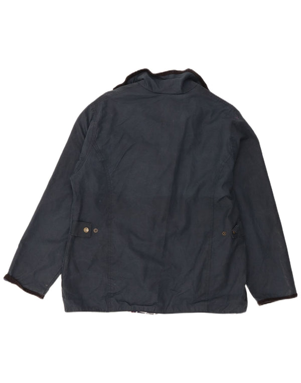 Γυναικείο κερωμένο βαμβακερό μπουφάν Rydale UK 16 Large Navy Blue