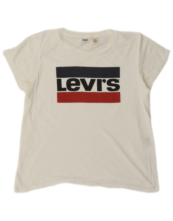 Γυναικείο γραφικό T-Shirt Levi's Top UK 14 Medium White