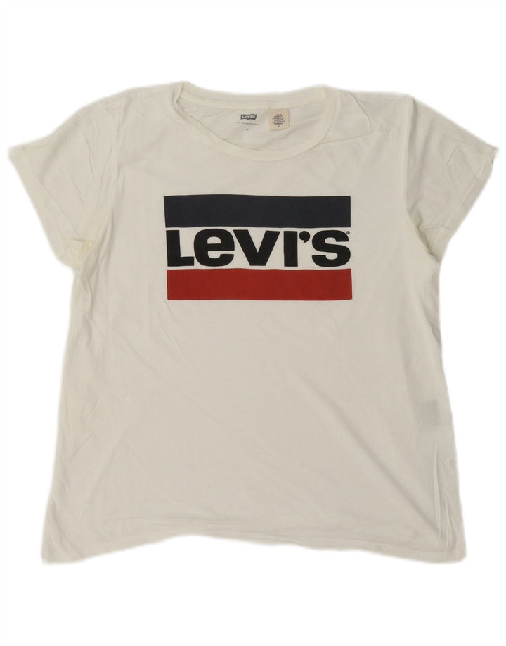 Γυναικείο γραφικό T-Shirt Levi's Top UK 14 Medium White