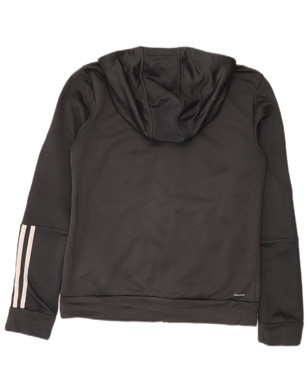 Γυναικείο πουλόβερ με κουκούλα Adidas Climalite UK 12/14 Μεσαίο γκρι πολυεστέρα