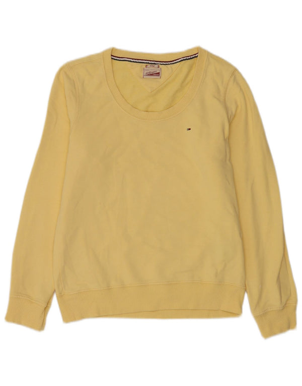 Tommy Hilfiger Γυναικείο Φούτερ Jumper UK 14 Μεγάλο Κίτρινο Βαμβακερό