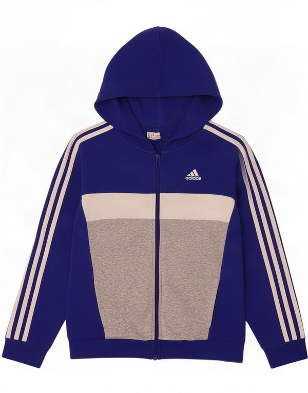 Adidas Boys πουλόβερ με κουκούλα με φερμουάρ 9-10 ετών, μπλε χρώματος βαμβακερό