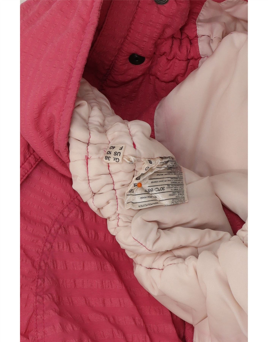 VINTAGE Γυναικείο τζάκετ US 10 μεγάλου μεγέθους ροζ ριγέ πολυεστέρα