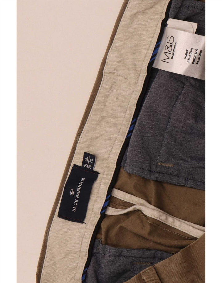 Marks & Spencer Ανδρικό παντελόνι Chino με καρφίτσες μπλε Harbour W36 L27 Beige