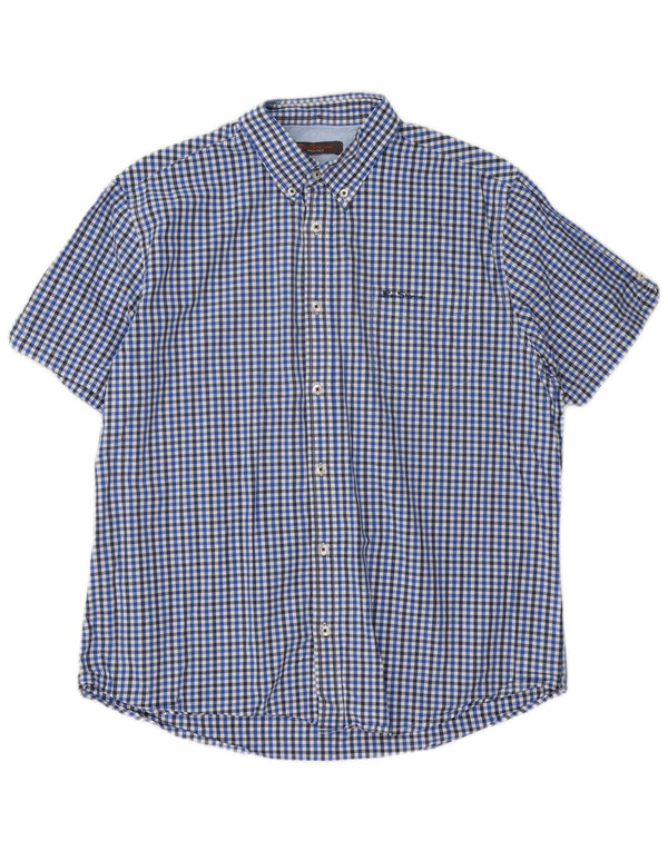 Ανδρικό κοντομάνικο πουκάμισο Ben Sherman XL Μπλε βαμβακερό Gingham