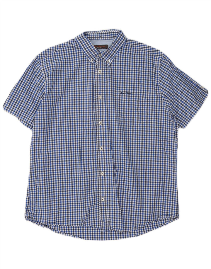 Ανδρικό κοντομάνικο πουκάμισο Ben Sherman XL Μπλε βαμβακερό Gingham
