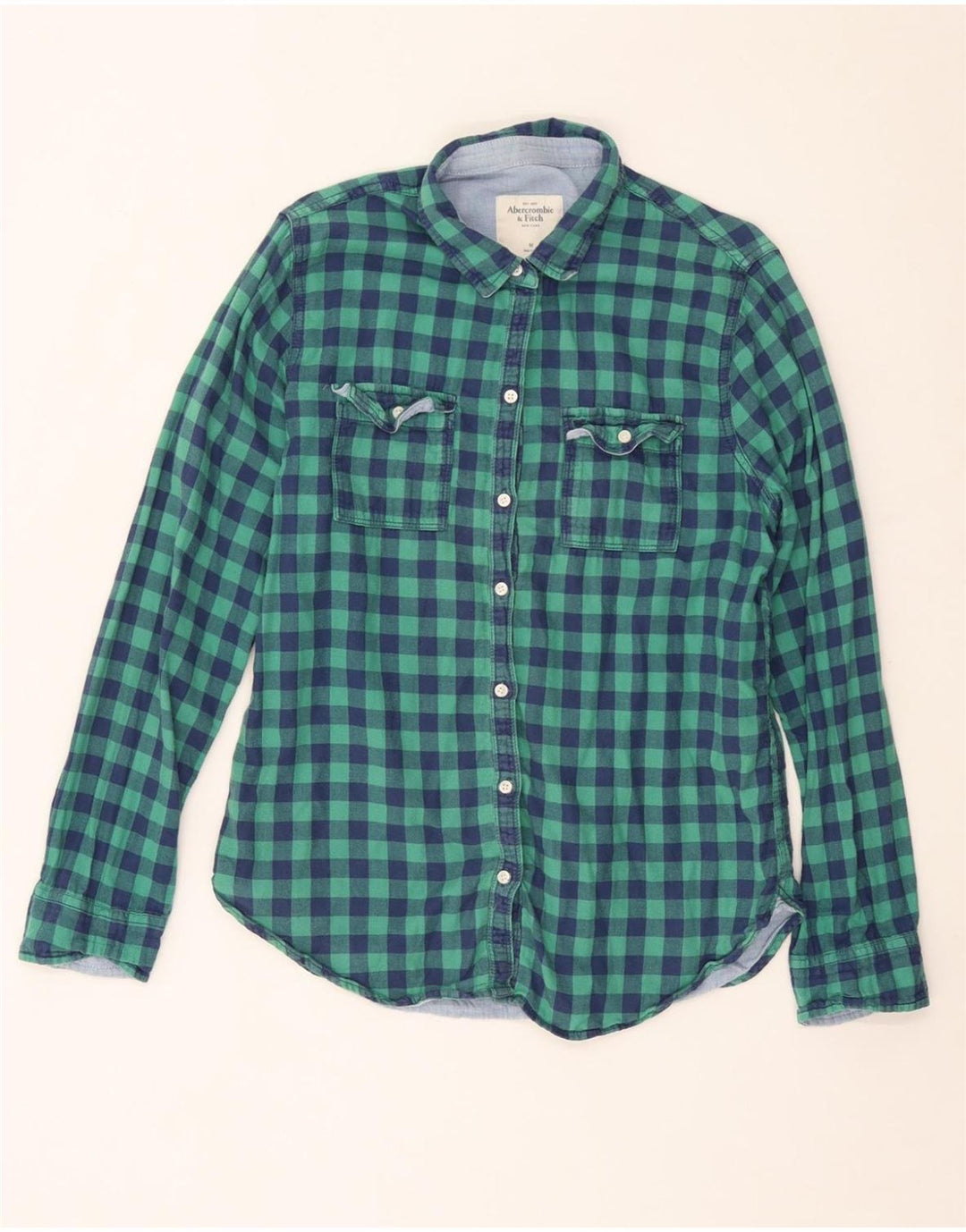 ABERCROMBIE & FITCH Γυναικείο πουκάμισο UK 14 Μεσαίο τιρκουάζ βαμβάκι