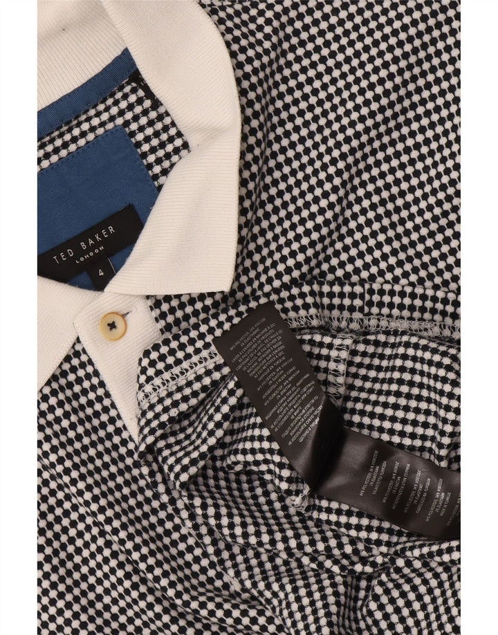 Ανδρικό μπλουζάκι ράγκμπι πόλο Ted Baker Μέγεθος 4 Μεγάλο μαύρο γεωμετρικό πολυεστέρα