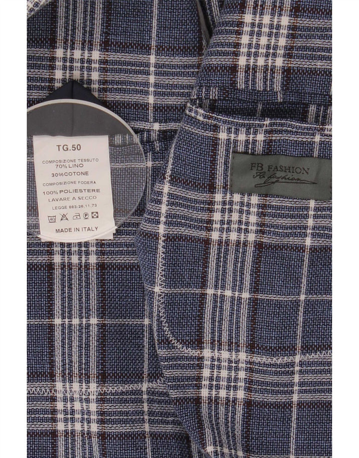 Vintage Ανδρικό σακάκι με 2 κουμπιά σακάκι IT 50 Large Blue Check Linen