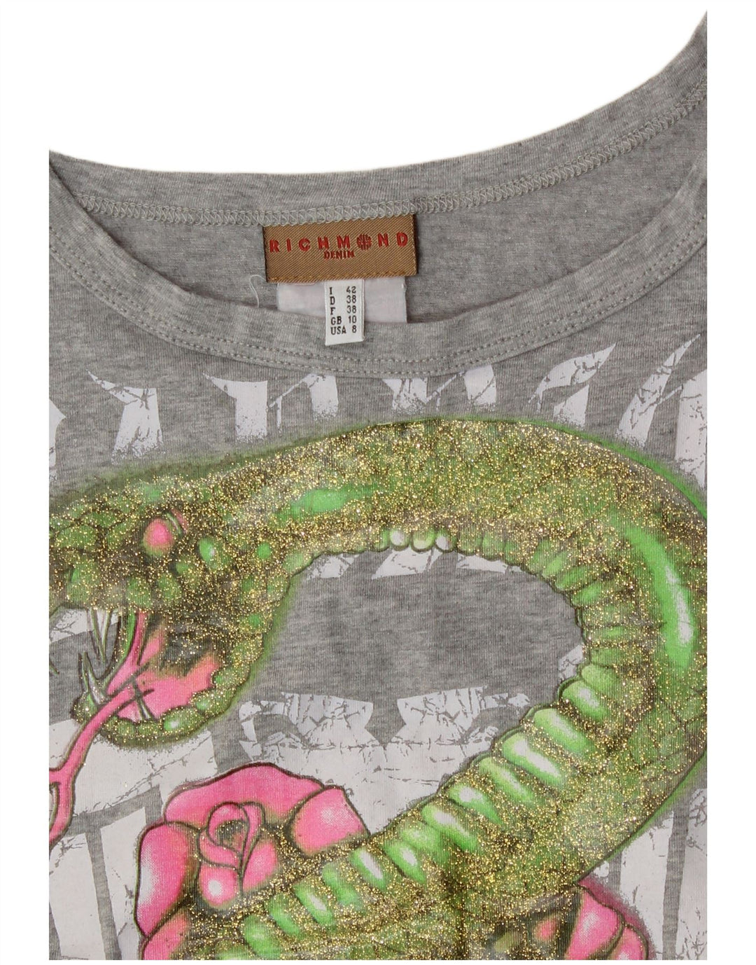 Richmond Γυναικείο Crop Graphic Vest Top UK 10 Small Grey