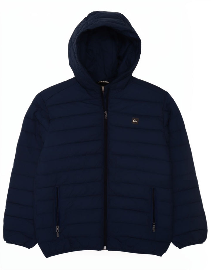 Quiksilver Boys Hooded Jacket 13-14 Years Large Navy Blue Polyester