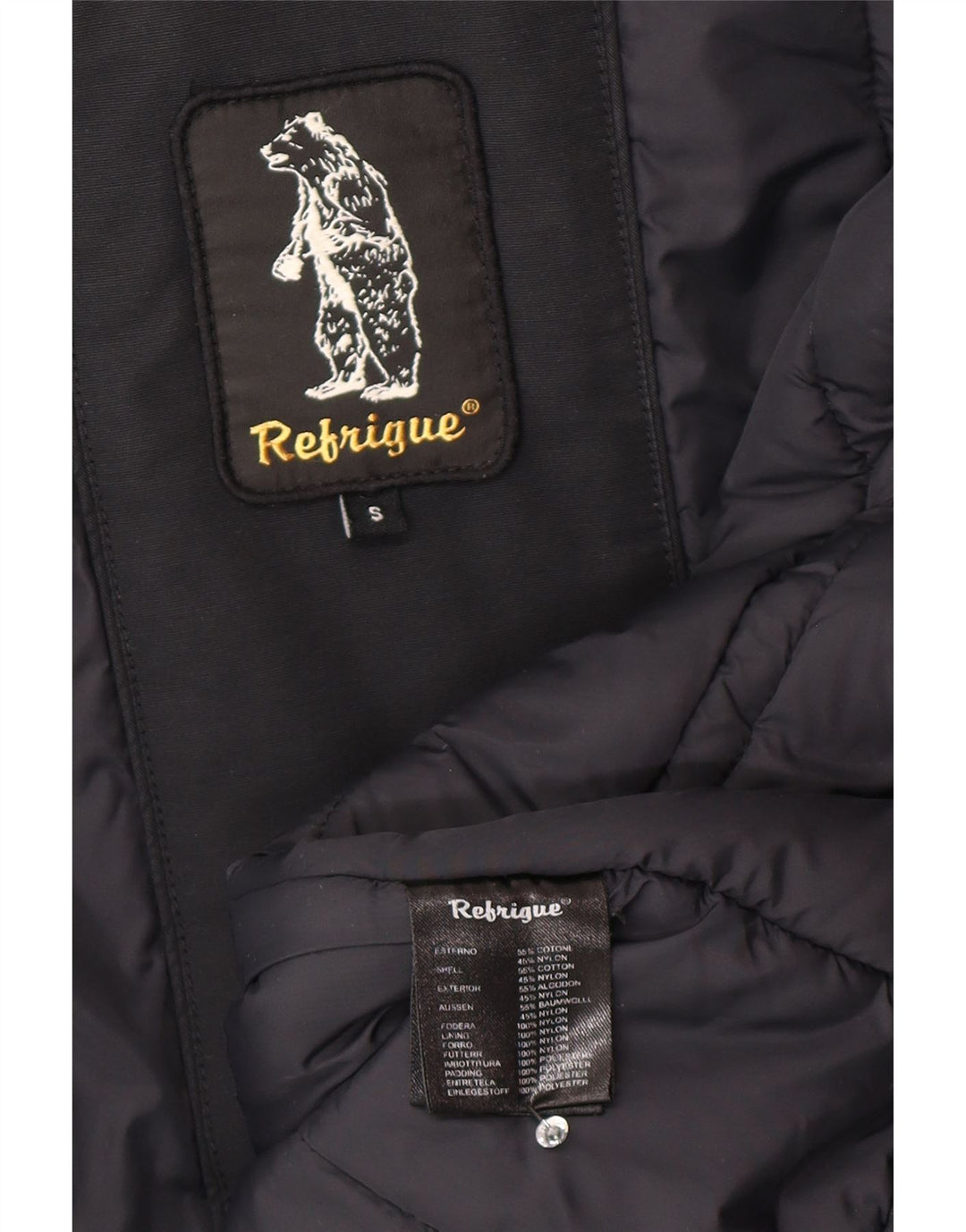 Refrigue Γυναικείο μπουφάν Parka με κουκούλα UK 10 Small μαύρο βαμβακερό