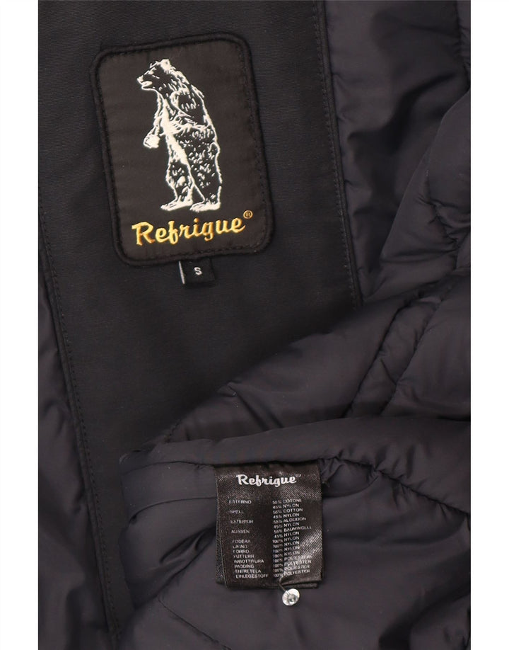 Refrigue Γυναικείο μπουφάν Parka με κουκούλα UK 10 Small μαύρο βαμβακερό