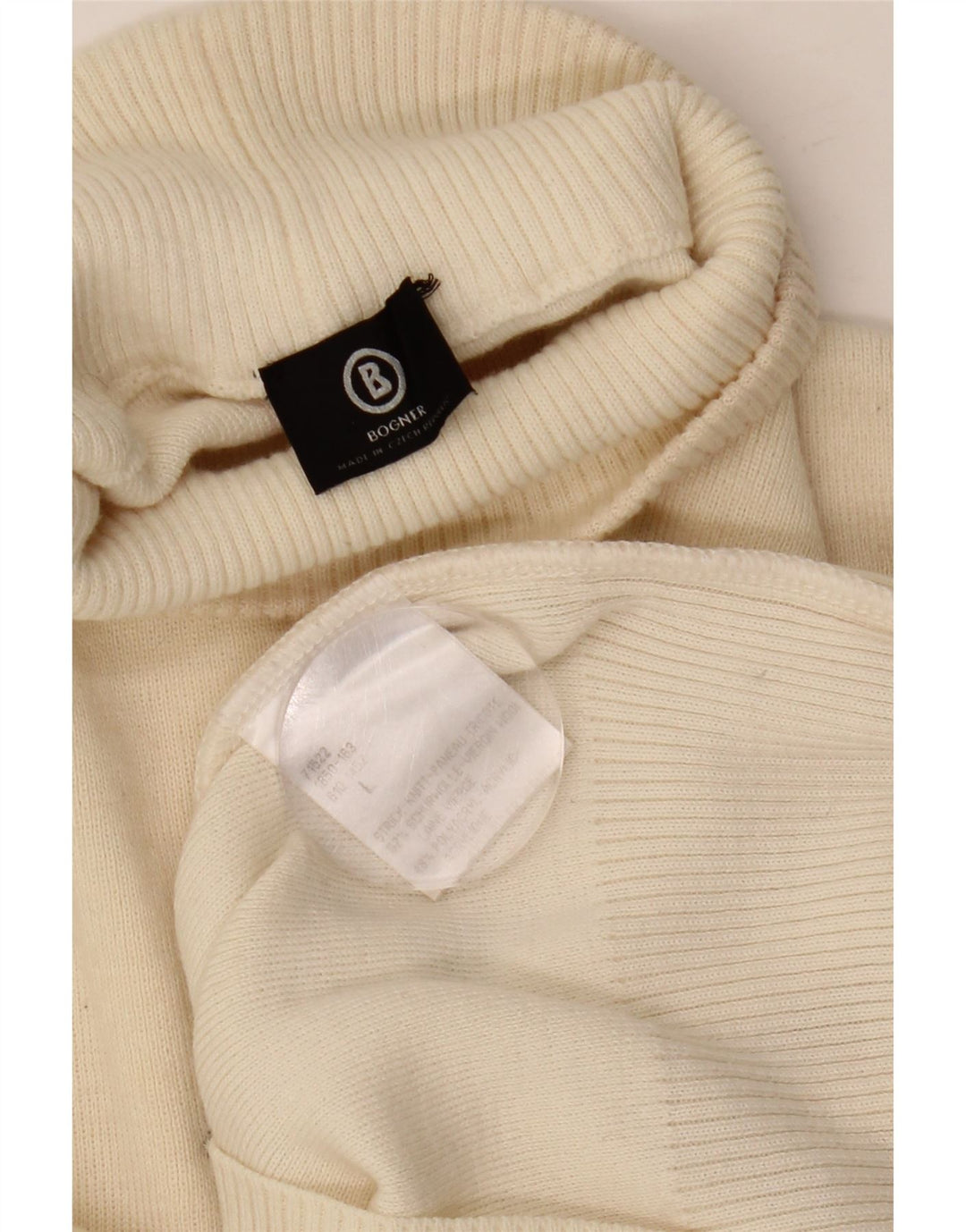 BOGNER Γυναικείο πουλόβερ με λαιμό χελώνα UK 16 μεγάλο μπεζ μαλλί Paisley