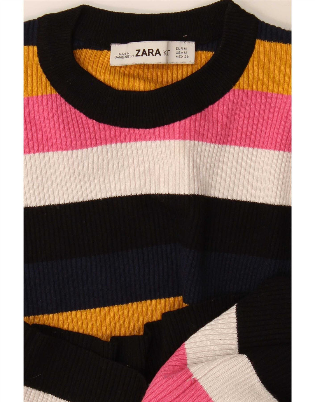 Zara Γυναικεία Μπλούζα Crop Τοπ UK 12 μεσαία πολύχρωμη ριγέ