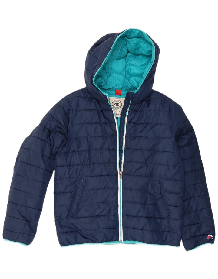 Champion Boys Hooded Jacket 13-14 Years XL Navy Blue Polyester