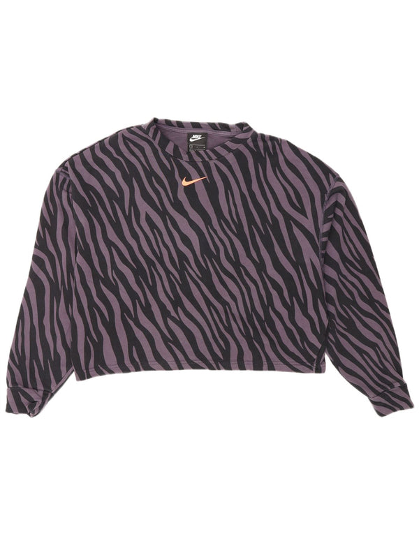 Γυναικεία φούτερ Nike Crop Jumper UK 10 Small Purple Animal print