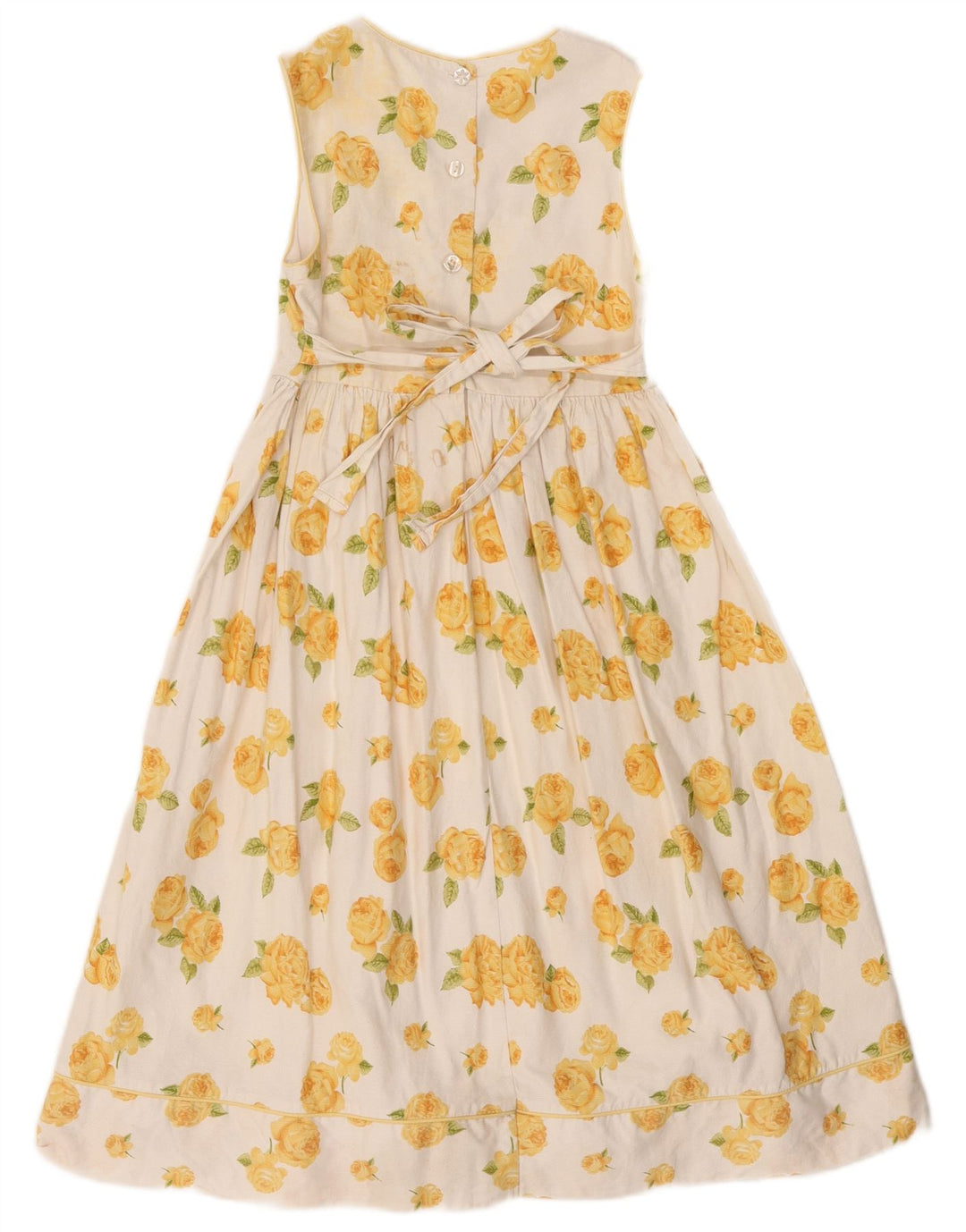 LAURA ASHLEY Κοριτσίστικο αμάνικο φόρεμα σε γραμμή Α 8-9 ετών Λευκό φλοράλ βαμβακερό