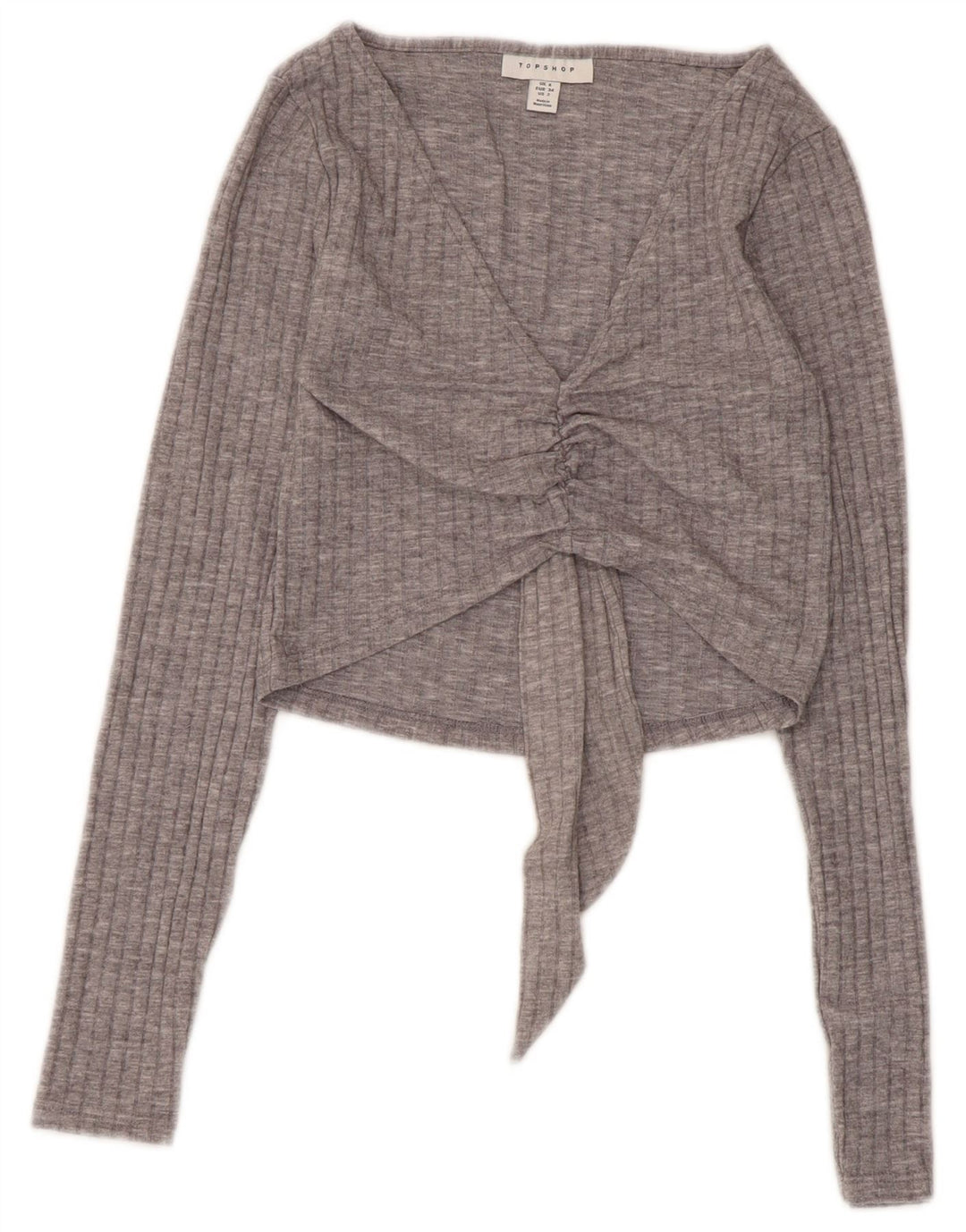 Topshop Γυναικείο μακρυμάνικο τοπ UK 6 XS Grey Polyester