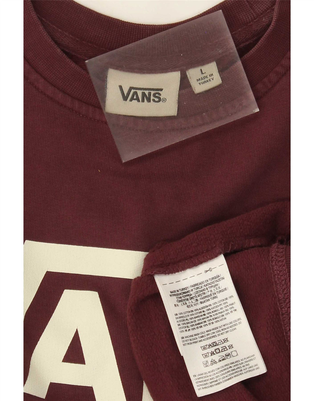 Ανδρικό γραφικό φούτερ Vans Jumper μεγάλο μπορντό βαμβακερό