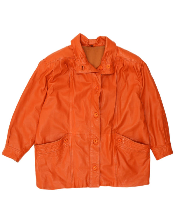 VINTAGE Γυναικείο Oversized Δερμάτινο Μπουφάν IT 44 Medium Orange