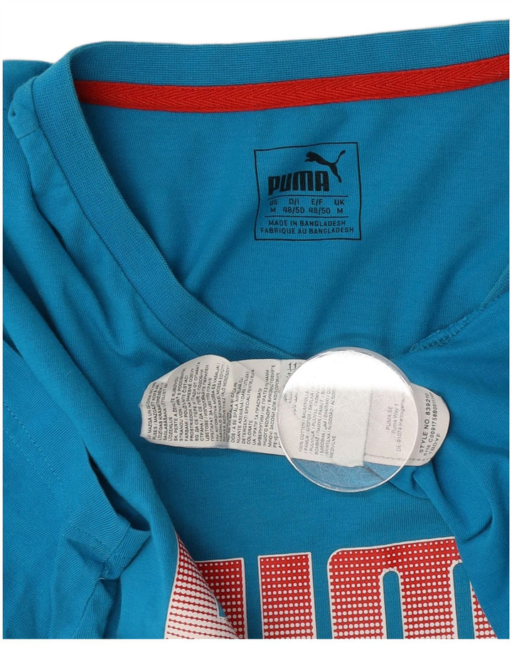 Ανδρικό γραφικό μπλουζάκι Puma, μεσαίο μπλε βαμβακερό