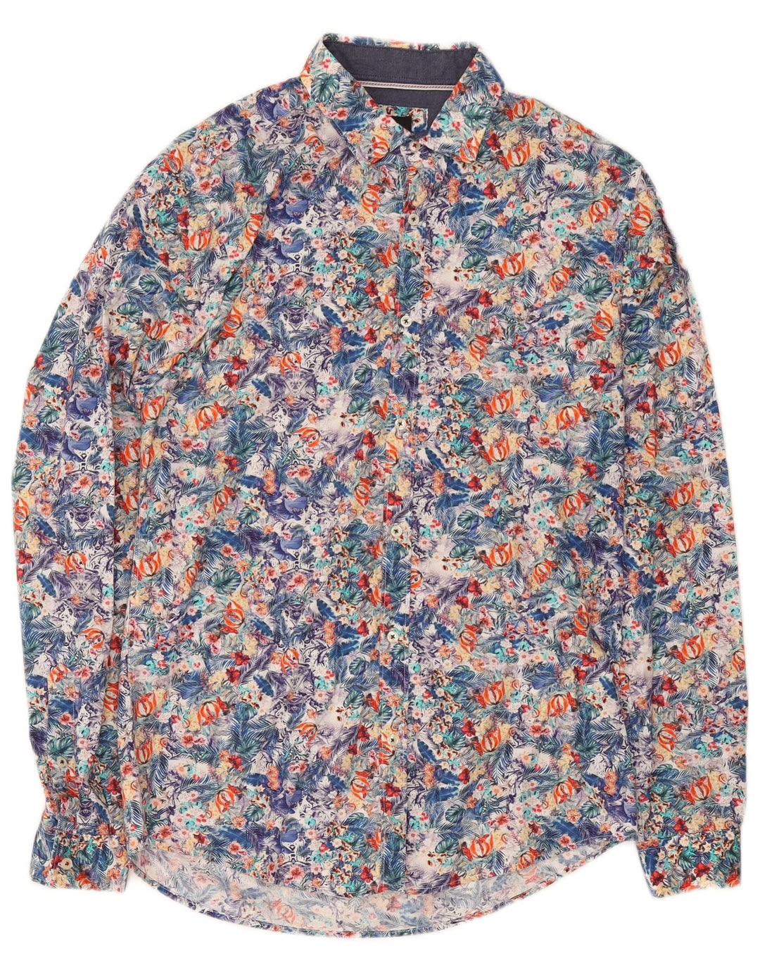 Zara Ανδρικό πουκάμισο Slim Fit Μεσαίο Πολύχρωμο Βαμβακερό Floral