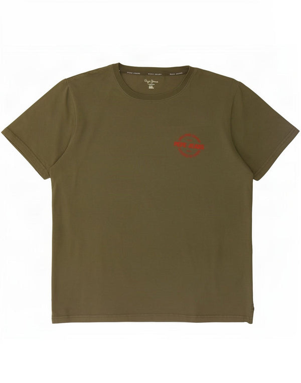 PEPE Jeans Ανδρικό T-Shirt κανονικό Top μεγάλο χακί βαμβακερό