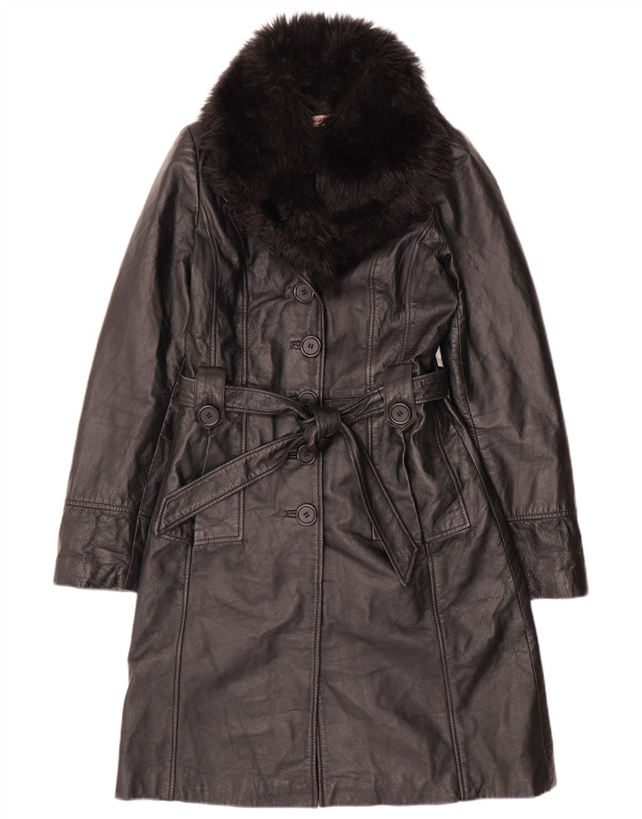 Orsay Γυναικείο Δερμάτινο Παλτό UK 10 Small Black