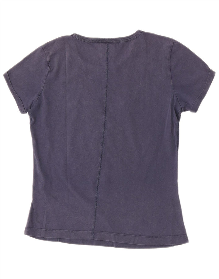 Champion Womens Graphic T-Shirt Top UK 12 Medium Navy Blue