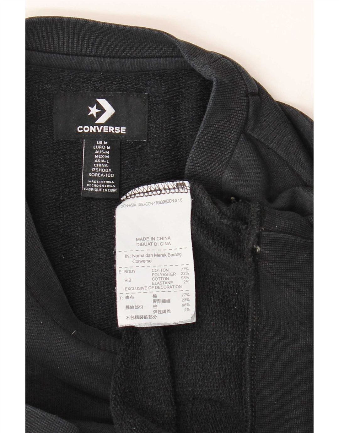 Ανδρικό φούτερ Converse Jumper Μεσαίο μαύρο βαμβακερό